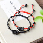 Obsidian Pixiu Rope Bracelet-Handcrafted Pixiu Totem, Symbol of Resilience