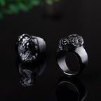 Natural Gold Sheen Obsidian Pixiu Ring