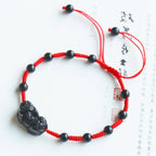 Obsidian Pixiu Rope Bracelet-Handcrafted Pixiu Totem, Symbol of Resilience