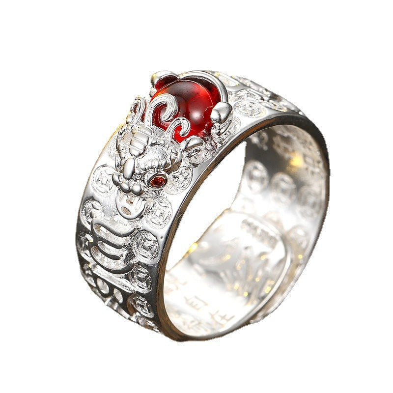 Vintage Pixiu Heart Sutra Ring