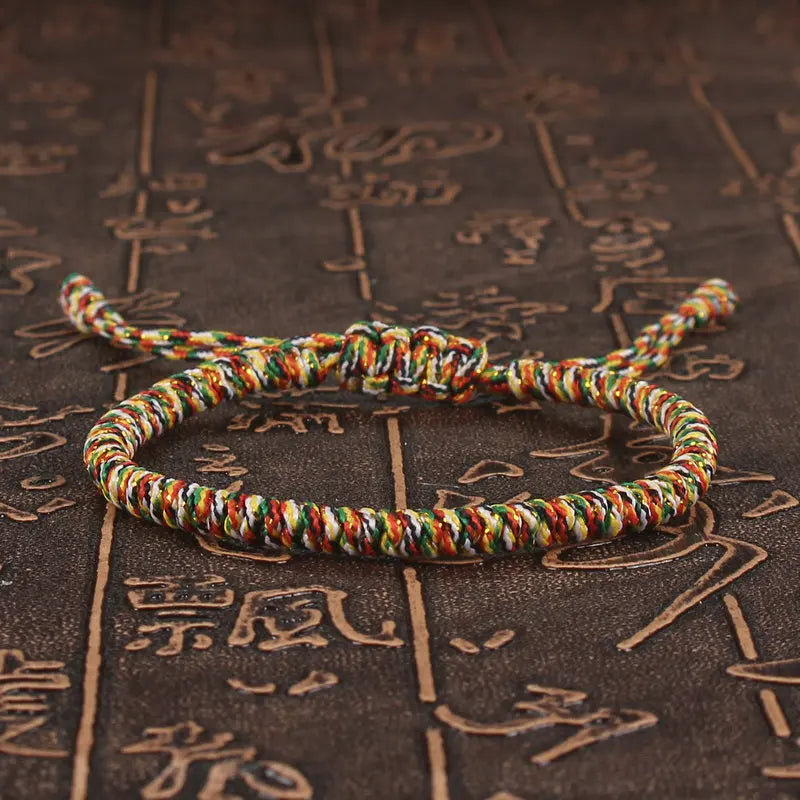 Handmade Tibetan Buddhist Braided King Kong Knot Colorful String Bracelet-Amulet