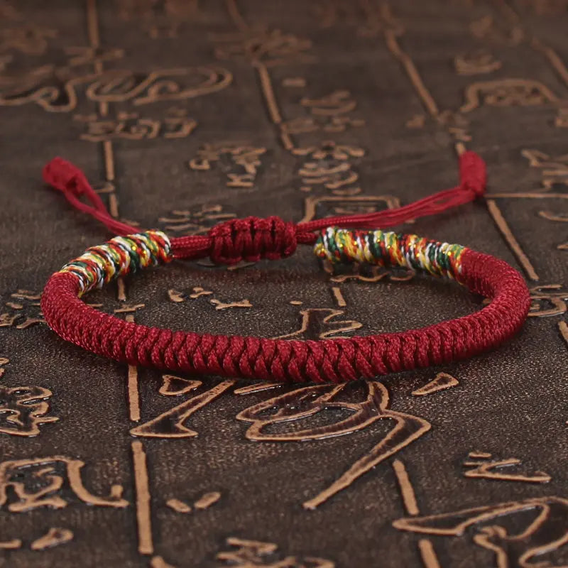 Handmade Tibetan Buddhist Braided King Kong Knot Colorful String Bracelet-Amulet