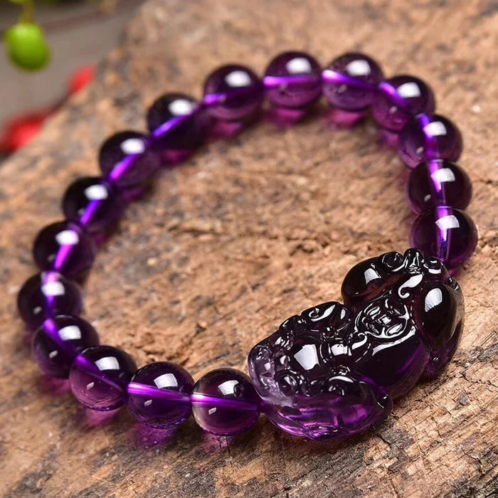 Purple Crystal  Pixiu Bracelet -Attracts Wealth & Brings Courage