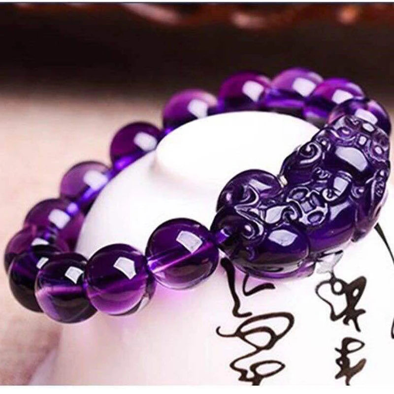 Purple Crystal  Pixiu Bracelet -Attracts Wealth & Brings Courage