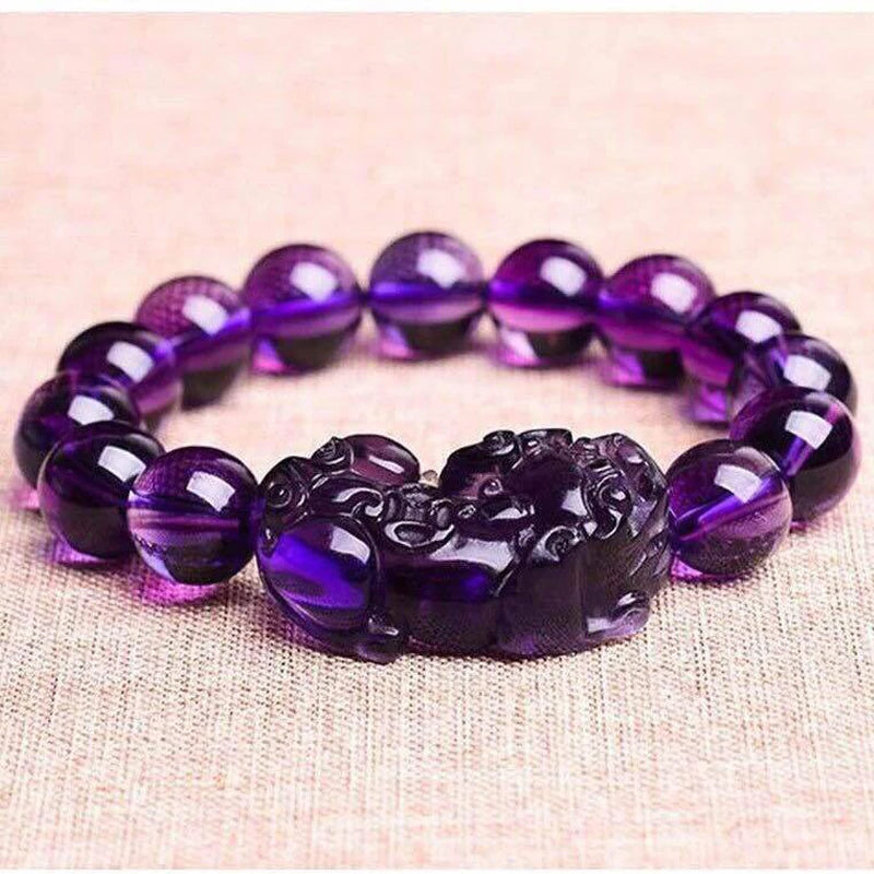Purple Crystal  Pixiu Bracelet -Attracts Wealth & Brings Courage