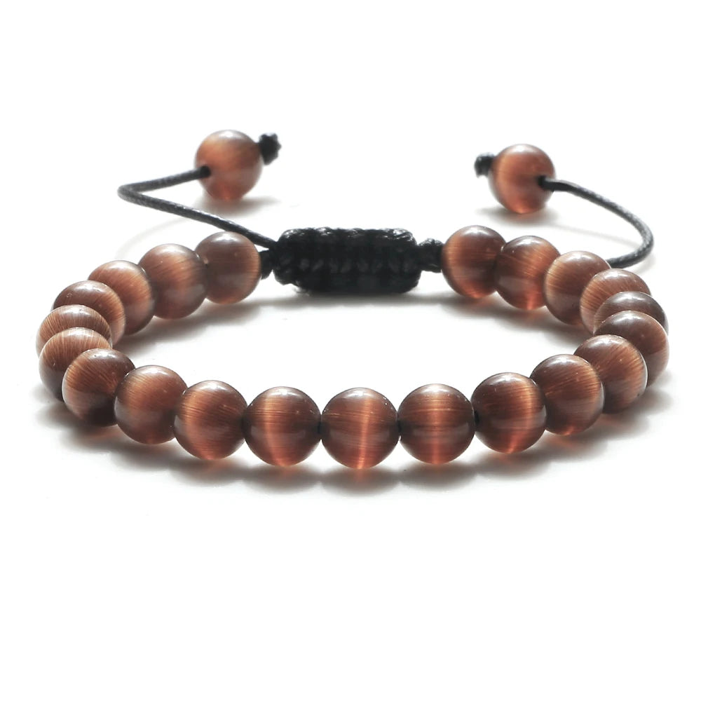 Tiger Eye Stone Beads Bracelet-Attracts Luck & Courage