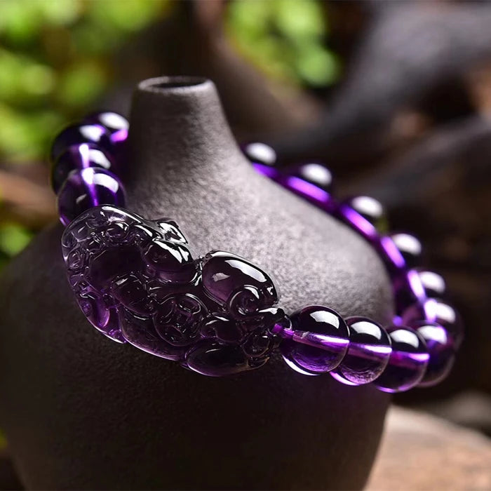 Purple Crystal  Pixiu Bracelet -Attracts Wealth & Brings Courage