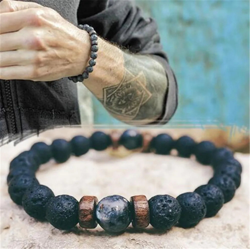 Volcanic Tibetan Buddha Lucky Charm Beads Bracelet-Brings Wisdom and Protection