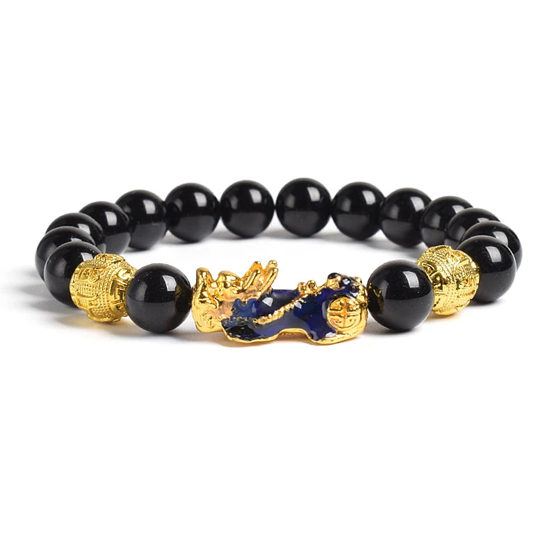 Fengshui Pixiu Tiger Eye Stone/Obsidian Beads Bracelet-Attracts wealth luck