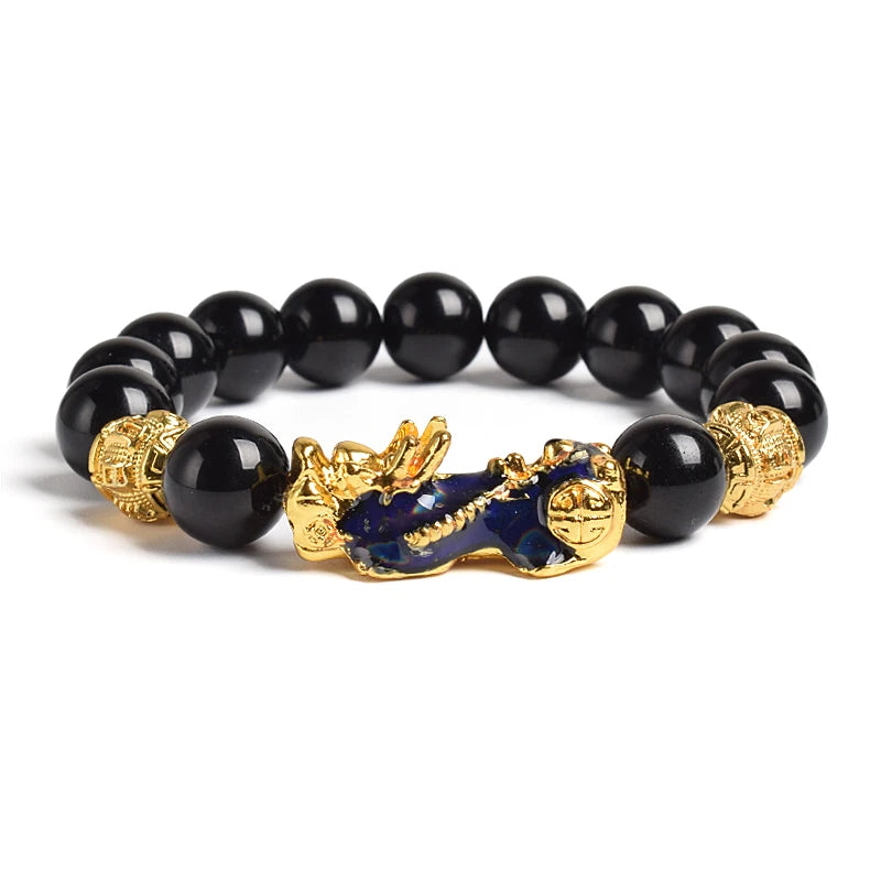 Fengshui Pixiu Tiger Eye Stone/Obsidian Beads Bracelet-Attracts wealth luck