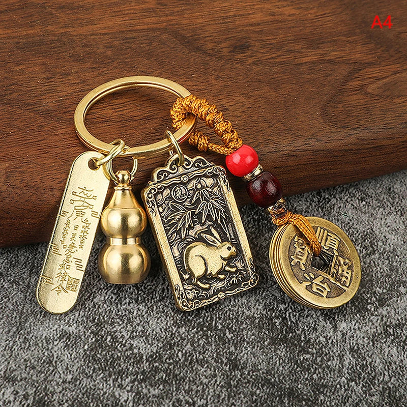 Twelve Chinese Zodiac/Gourd/Five Emperors Feng Shui Keychain - Attracts wealth and Wards off evil spirits
