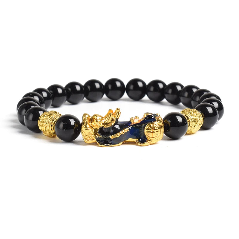 Fengshui Pixiu Tiger Eye Stone/Obsidian Beads Bracelet-Attracts wealth luck