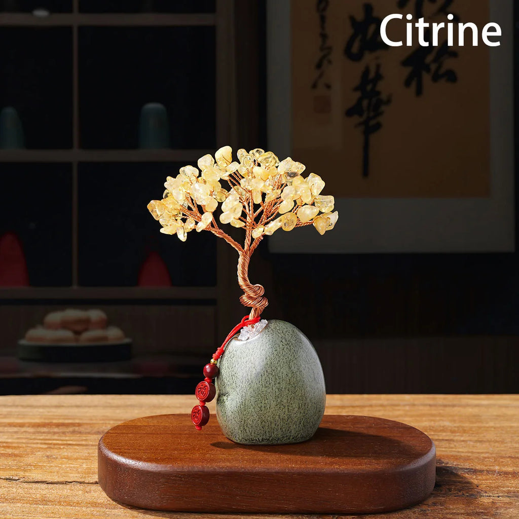 Natural Crystal Rose Quartz Amethyst Tree Bonsai Reiki Decor-Brings Healing