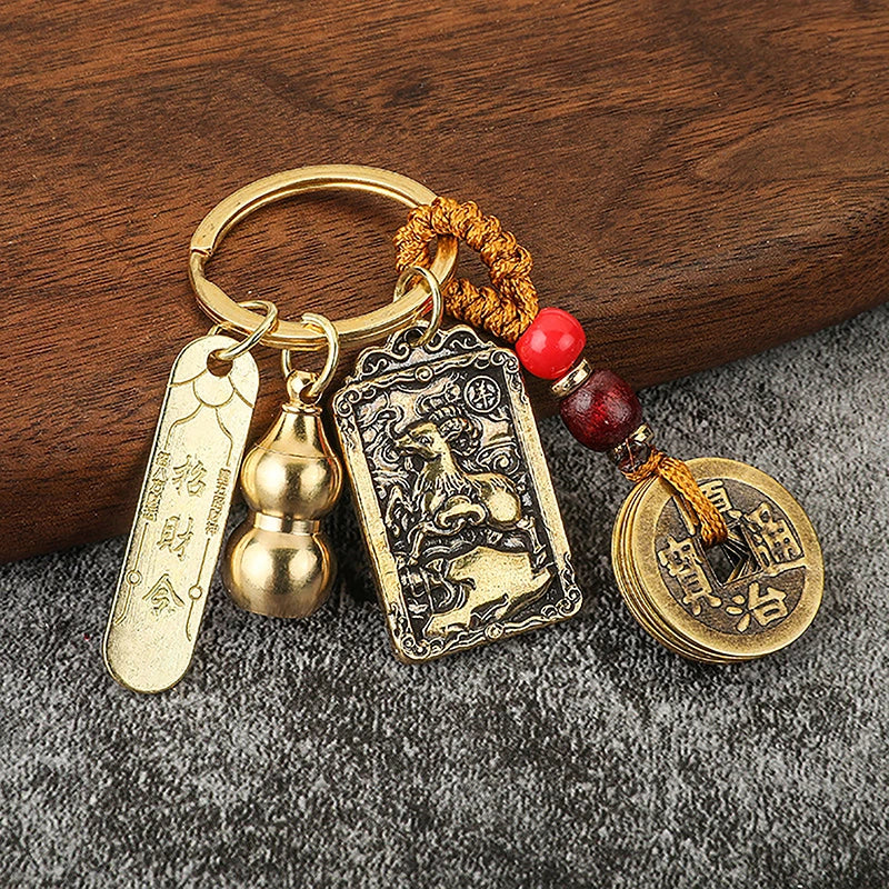Twelve Chinese Zodiac/Gourd/Five Emperors Feng Shui Keychain - Attracts wealth and Wards off evil spirits