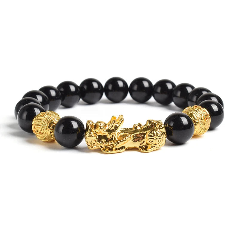 Fengshui Pixiu Tiger Eye Stone/Obsidian Beads Bracelet-Attracts wealth luck