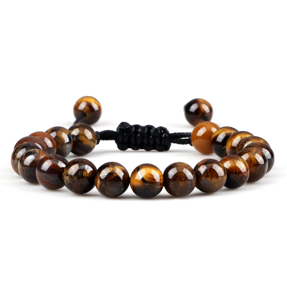 Tiger Eye Stone Beads Bracelet-Attracts Luck & Courage