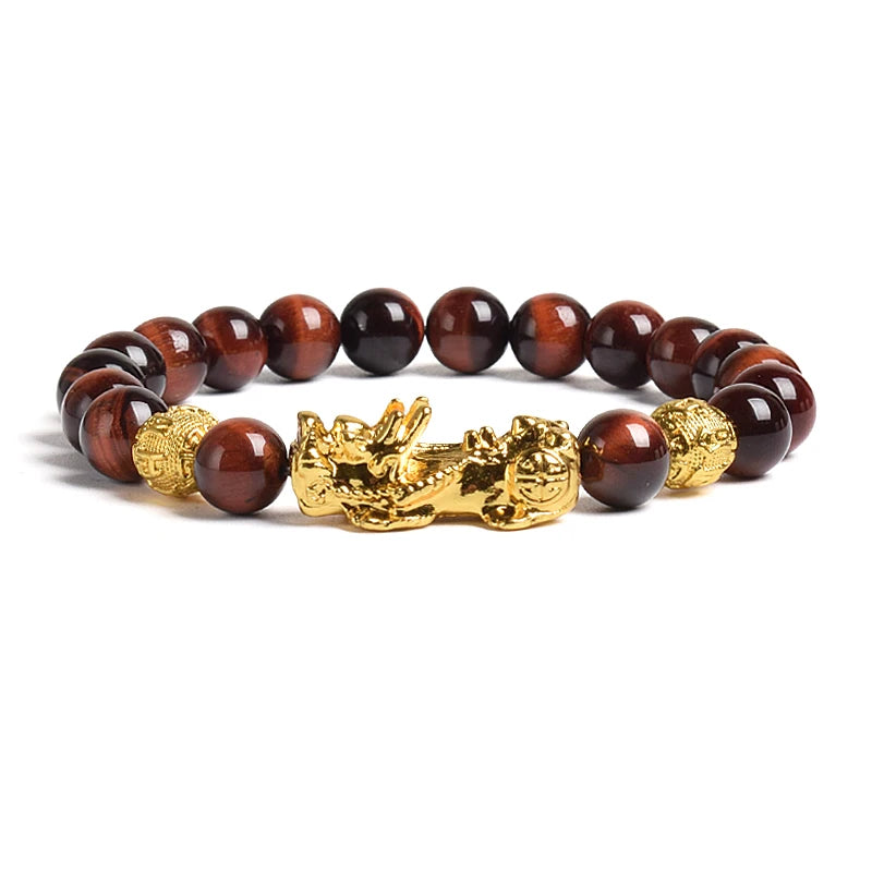 Fengshui Pixiu Tiger Eye Stone/Obsidian Beads Bracelet-Attracts wealth luck