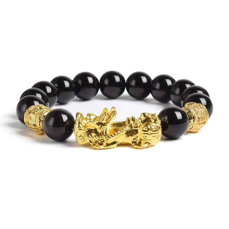 Fengshui Pixiu Tiger Eye Stone/Obsidian Beads Bracelet-Attracts wealth luck