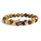Fengshui Pixiu Tiger Eye Stone/Obsidian Beads Bracelet-Attracts wealth luck