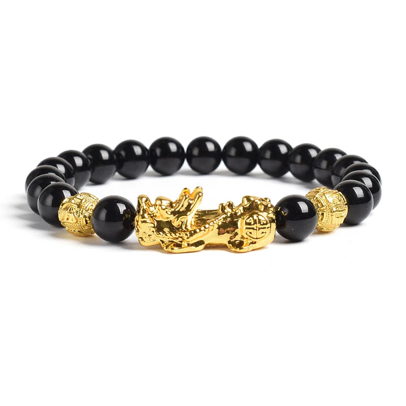 Fengshui Pixiu Tiger Eye Stone/Obsidian Beads Bracelet-Attracts wealth luck