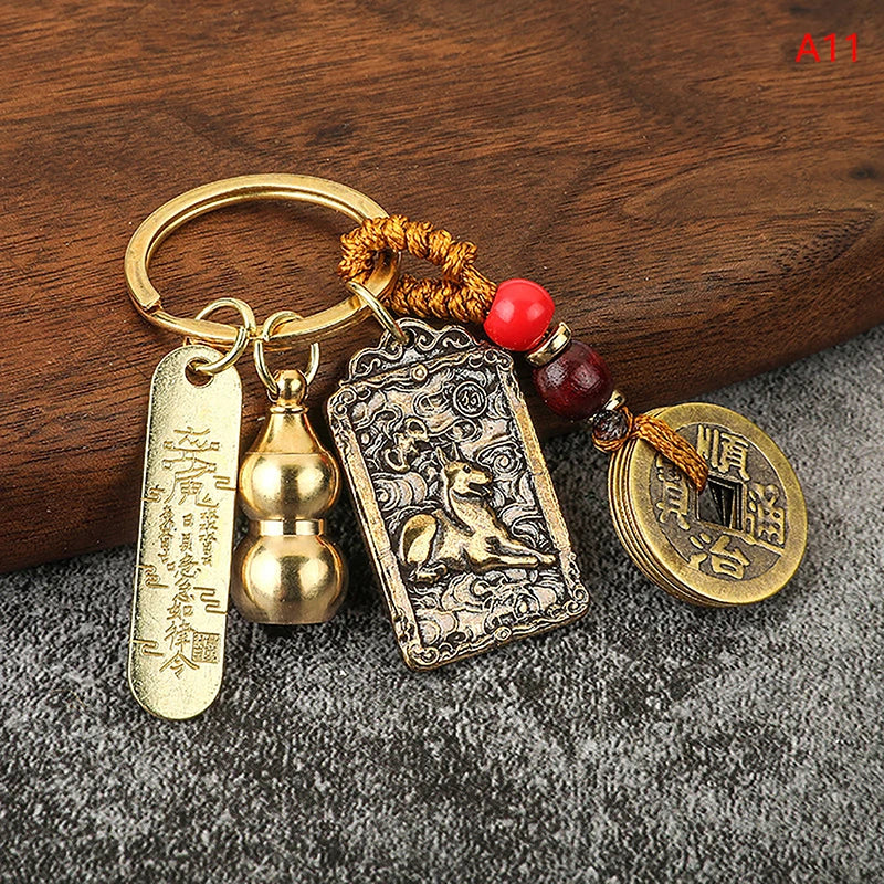Twelve Chinese Zodiac/Gourd/Five Emperors Feng Shui Keychain - Attracts wealth and Wards off evil spirits