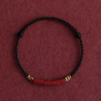 Cinnabar and Sanskrit Six-Syllable Mantra Red String Bracelet - Brings Protection, Wisdom, and Faith.