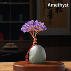 Natural Crystal Rose Quartz Amethyst Tree Bonsai Reiki Decor-Brings Healing