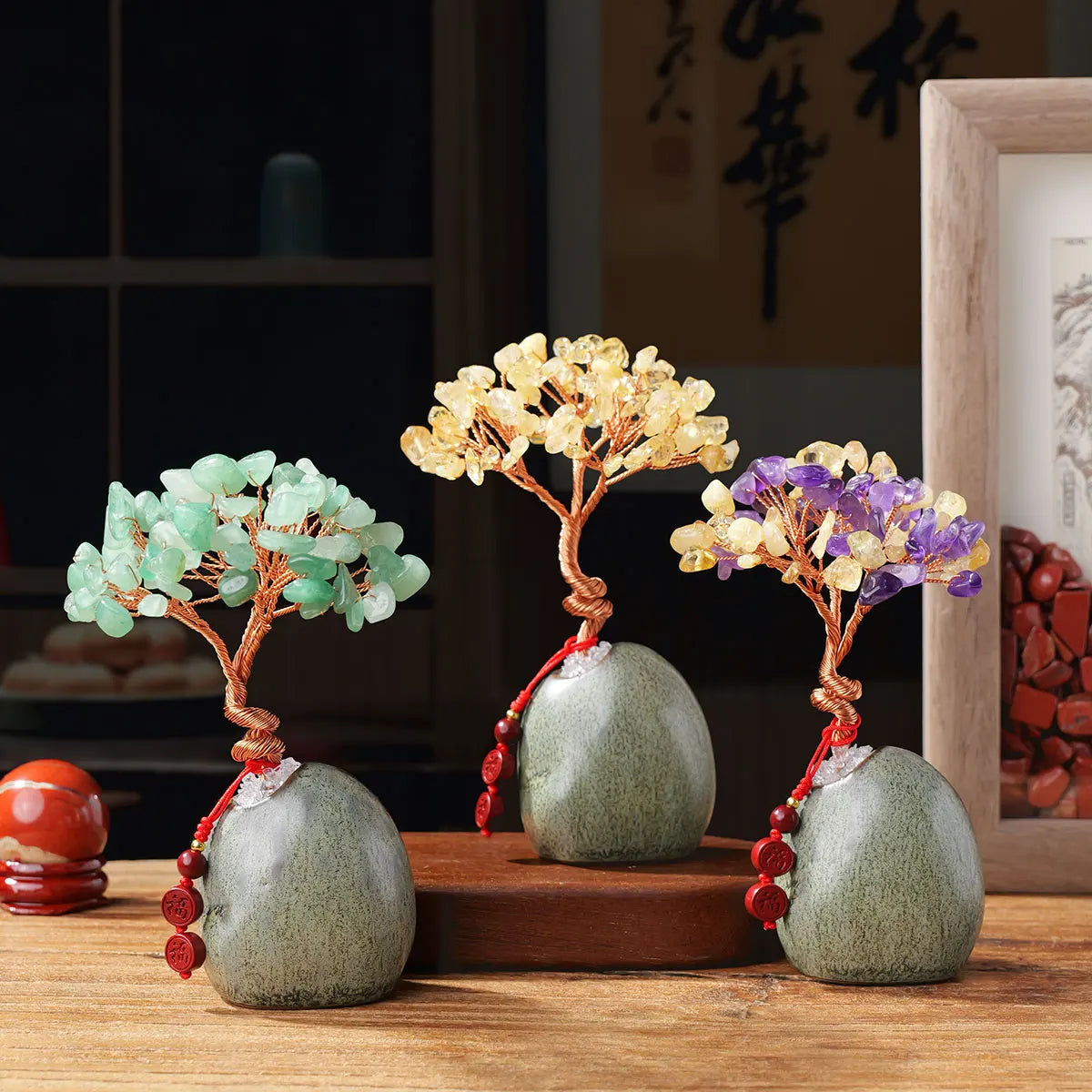 Natural Crystal Rose Quartz Amethyst Tree Bonsai Reiki Decor-Brings Healing