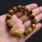 Fengshui Pixiu Tiger Eye Stone/Obsidian Beads Bracelet-Attracts wealth luck