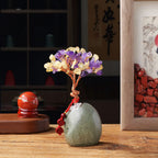 Natural Crystal Rose Quartz Amethyst Tree Bonsai Reiki Decor-Brings Healing