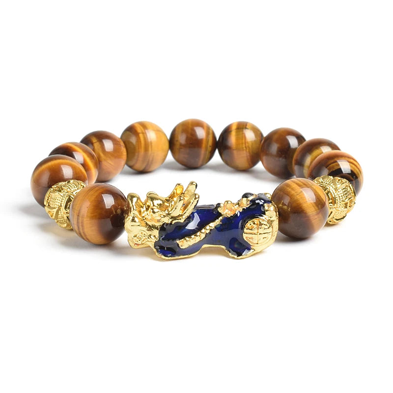 Fengshui Pixiu Tiger Eye Stone/Obsidian Beads Bracelet-Attracts wealth luck