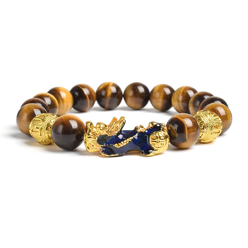 Fengshui Pixiu Tiger Eye Stone/Obsidian Beads Bracelet-Attracts wealth luck
