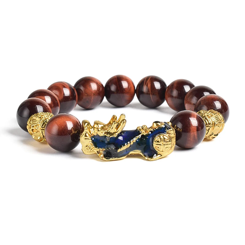 Fengshui Pixiu Tiger Eye Stone/Obsidian Beads Bracelet-Attracts wealth luck