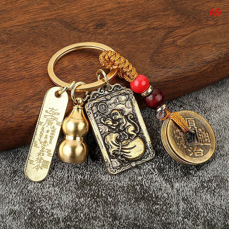 Twelve Chinese Zodiac/Gourd/Five Emperors Feng Shui Keychain - Attracts wealth and Wards off evil spirits
