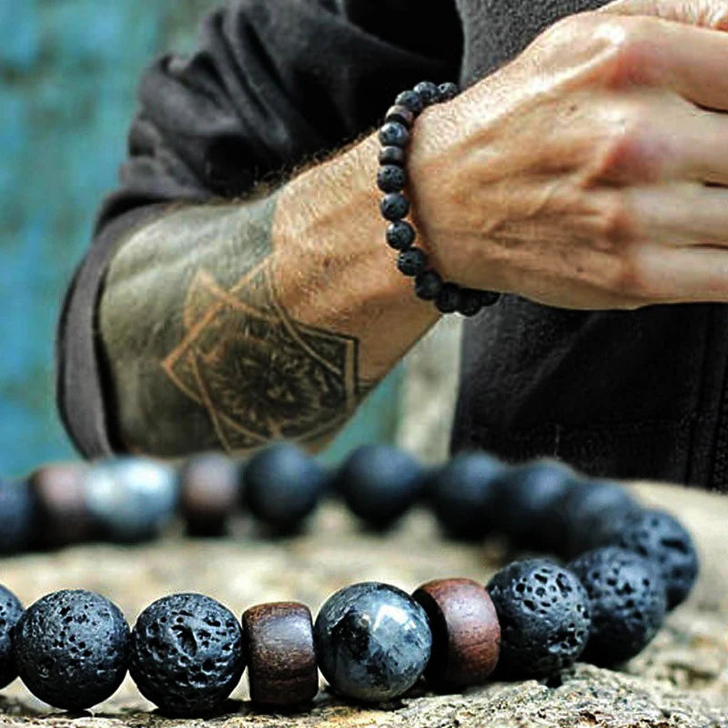 Volcanic Tibetan Buddha Lucky Charm Beads Bracelet-Brings Wisdom and Protection