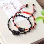 Obsidian Pixiu Rope Bracelet-Attracts Wealth & Brings Protection
