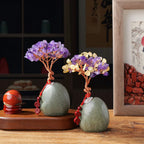 Natural Crystal Rose Quartz Amethyst Tree Bonsai Reiki Decor-Brings Healing