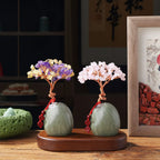 Natural Crystal Rose Quartz Amethyst Tree Bonsai Reiki Decor-Brings Healing