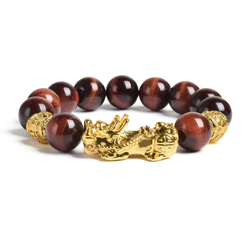 Fengshui Pixiu Tiger Eye Stone/Obsidian Beads Bracelet-Attracts wealth luck