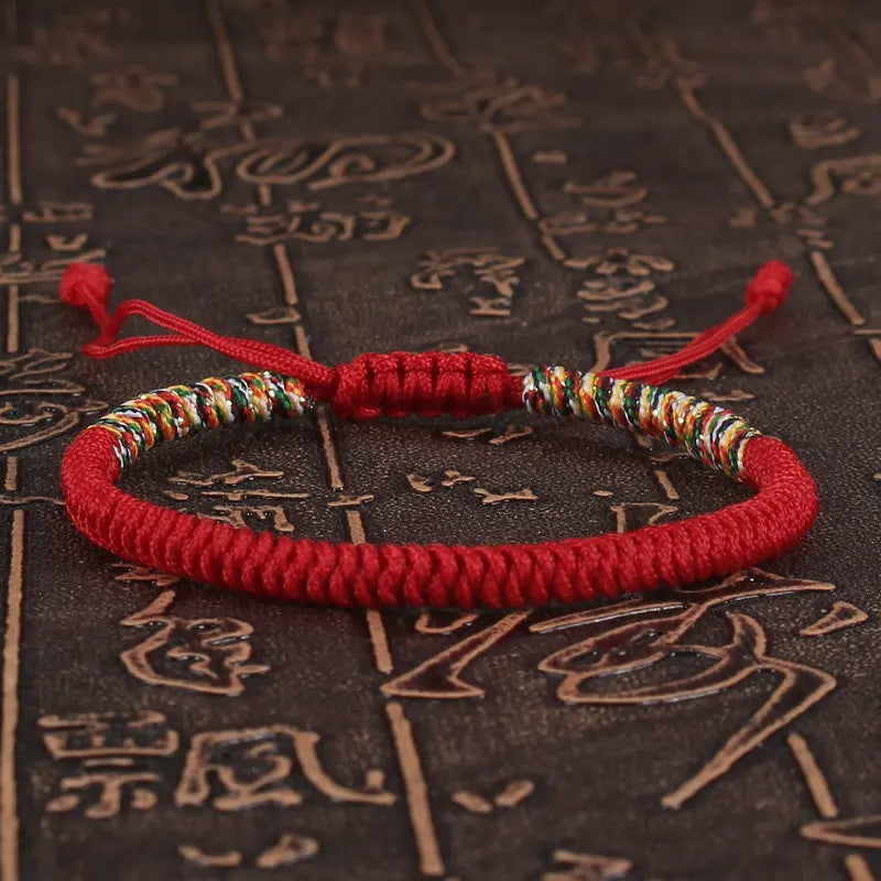 Handmade Tibetan Buddhist Braided King Kong Knot Colorful String Bracelet-Amulet