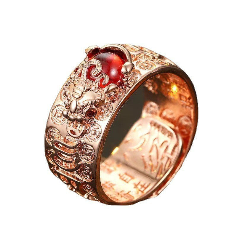 Vintage Pixiu Heart Sutra Ring