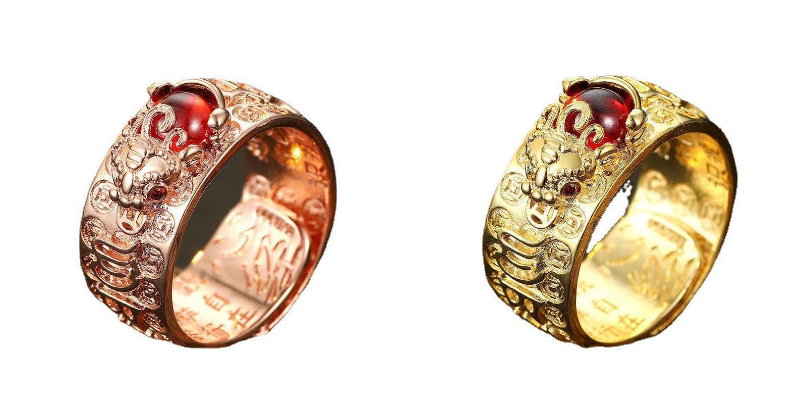 Vintage Pixiu Heart Sutra Ring