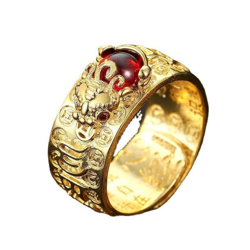 Vintage Pixiu Heart Sutra Ring